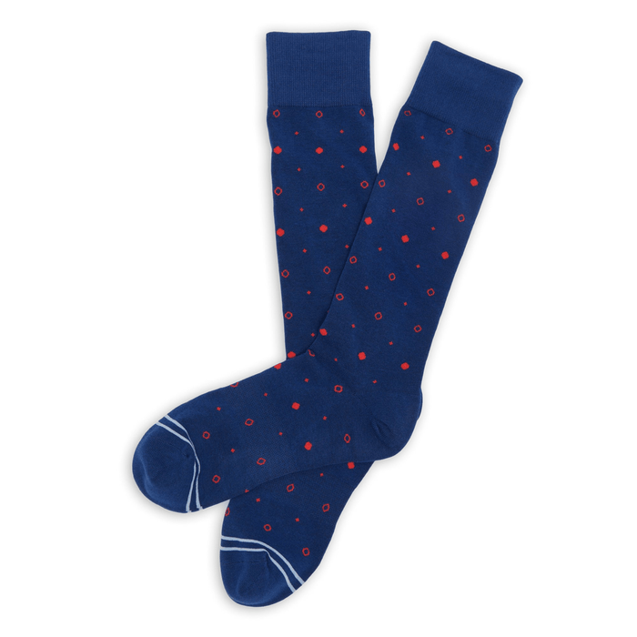 Navy Mixed Dot Dress Socks - SARTORO