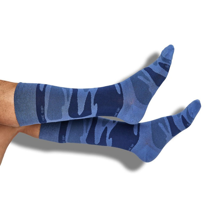 Navy Sip Camo Dress Socks - SARTORO
