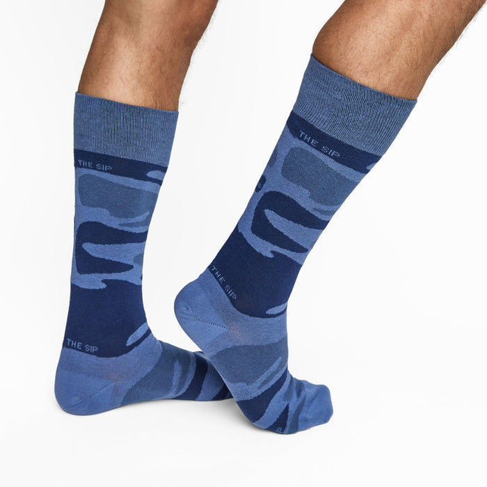 Navy Sip Camo Dress Socks - SARTORO