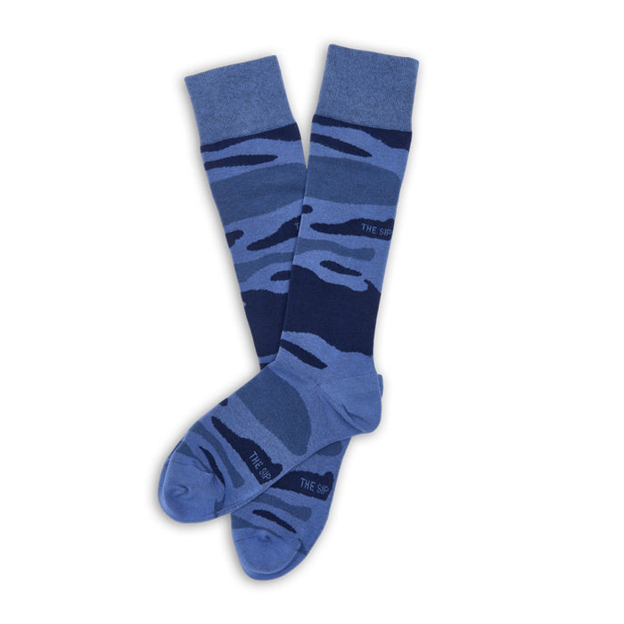 Navy Sip Camo Dress Socks - SARTORO