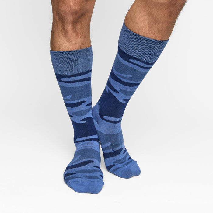 Navy Sip Camo Dress Socks - SARTORO