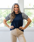 NEW! Archer Plaid Puff Sleeve Top - Navy Staccato