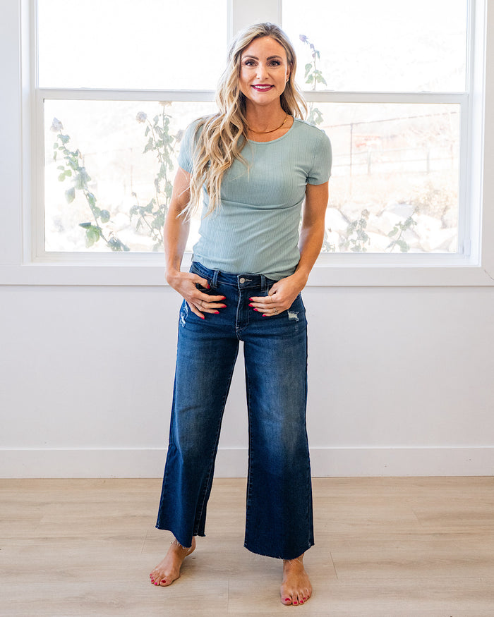 NEW! Breckin Ribbed Top - Seafoam Be Cool