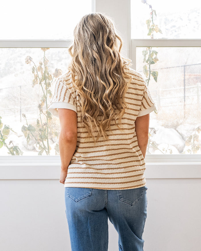 NEW! Devri Textured Striped Top - Mocha Lovely Melody