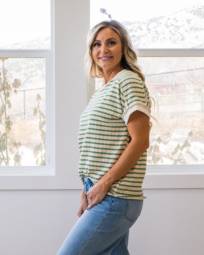 NEW! Devri Textured Striped Top - Sage Lovely Melody