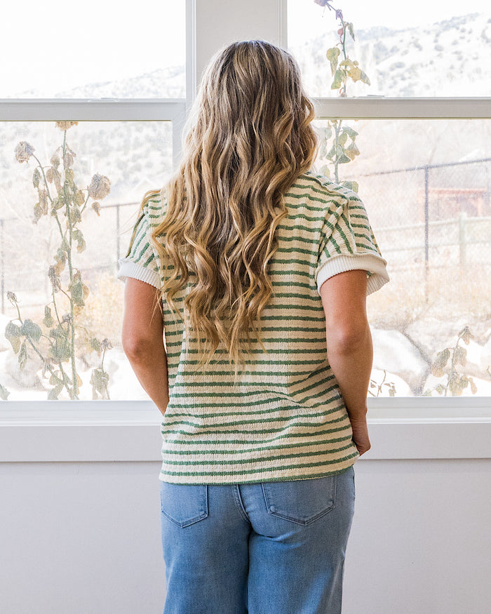 NEW! Devri Textured Striped Top - Sage Lovely Melody