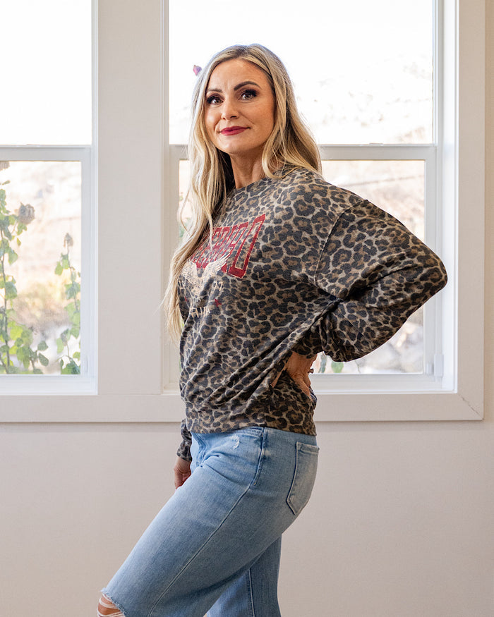 NEW! Free Bird America 1977 Leopard Long Sleeve Top Zutter