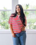 Hazel Contrast Striped Top - Color Options Available! Mine Red