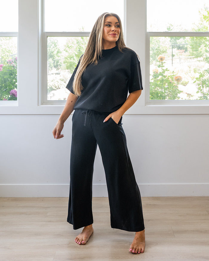 NEW! Macey Scuba Fabric Top - Black Rae Mode