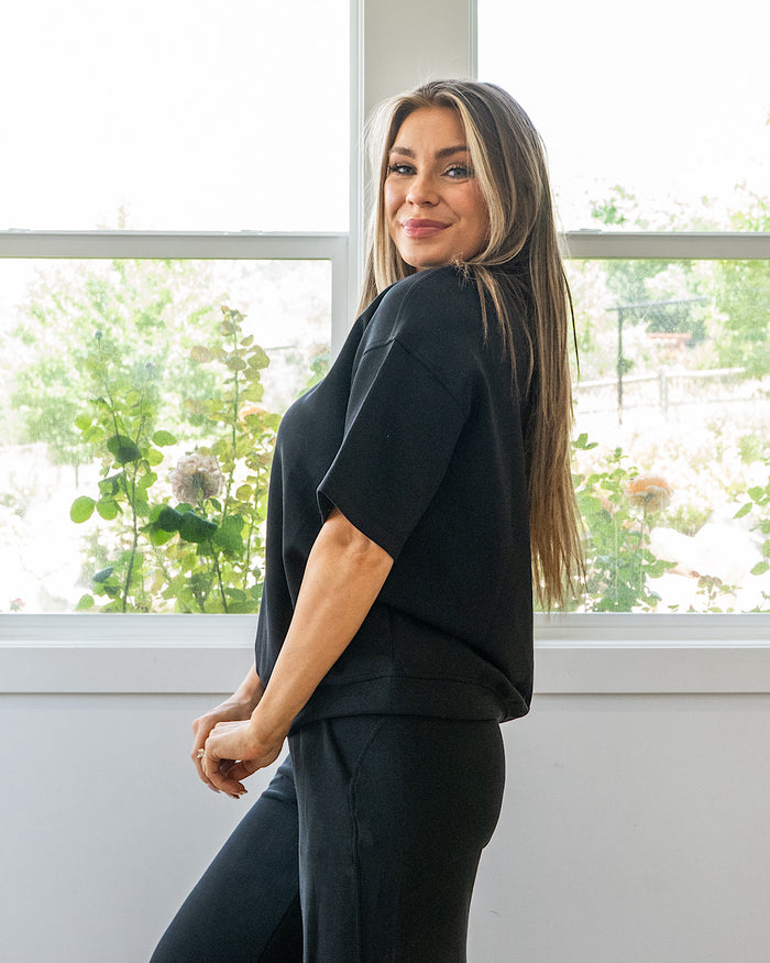 NEW! Macey Scuba Fabric Top - Black Rae Mode