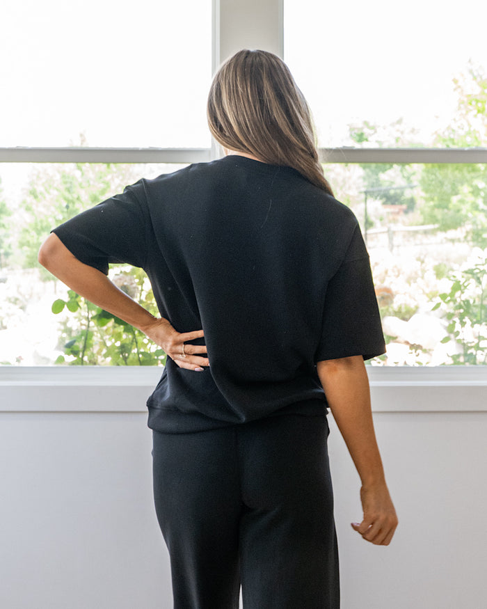 NEW! Macey Scuba Fabric Top - Black Rae Mode