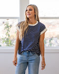NEW! Madalyn Striped Top - Navy Zenana