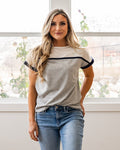 NEW! Marissa Color Block Top - Heather Gray Staccato