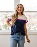 NEW! Marissa Color Block Top - Navy Staccato