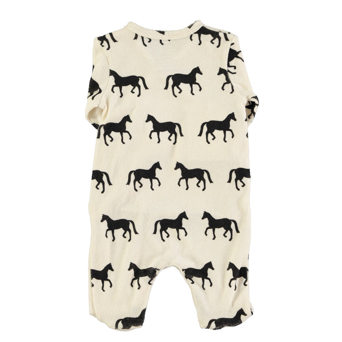 Newborn babygrow | Ecru w/ black horses