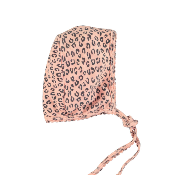 Newborn bonnet | pink w/ animal print