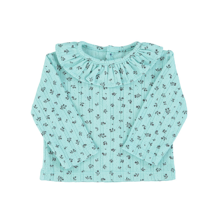 Newborn collar shirt | blue w/ little flowers