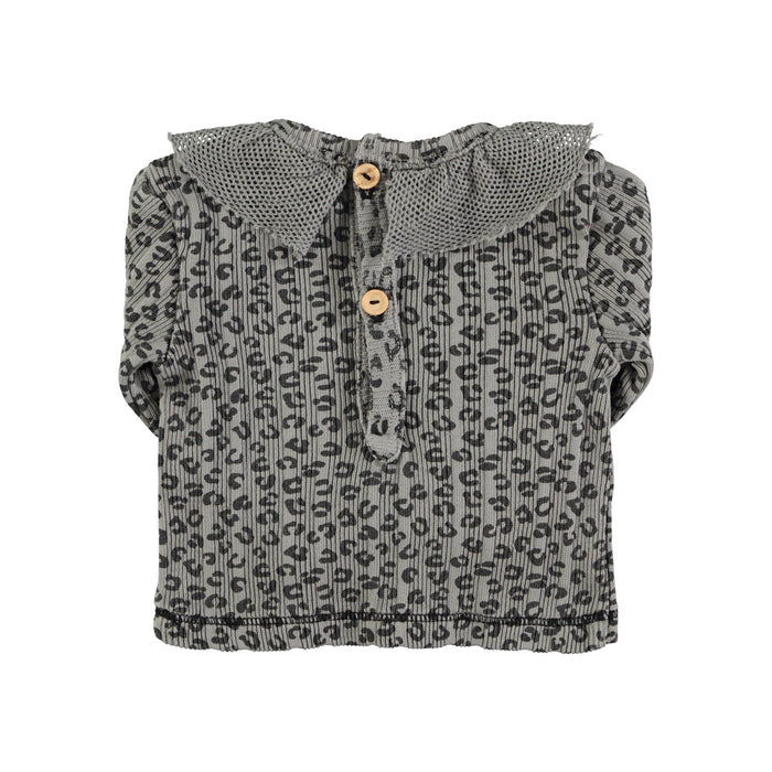 Newborn collar shirt | Grey w/ animal print