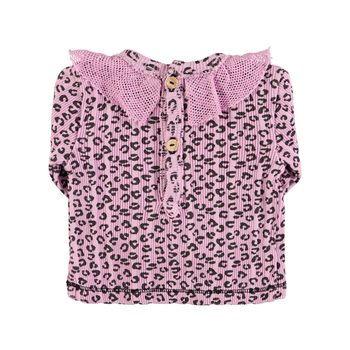 Newborn collar shirt | Pink w/ animal print