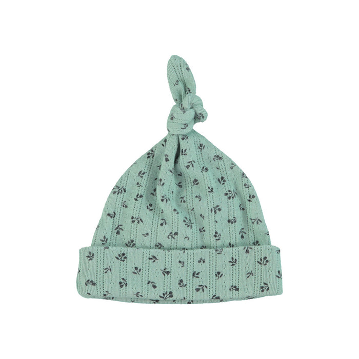 Newborn hat | green w/ little flowers