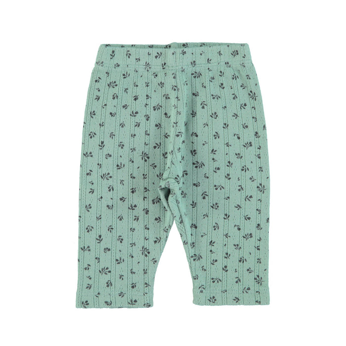 Newborn leggings | green w/ little flowers
