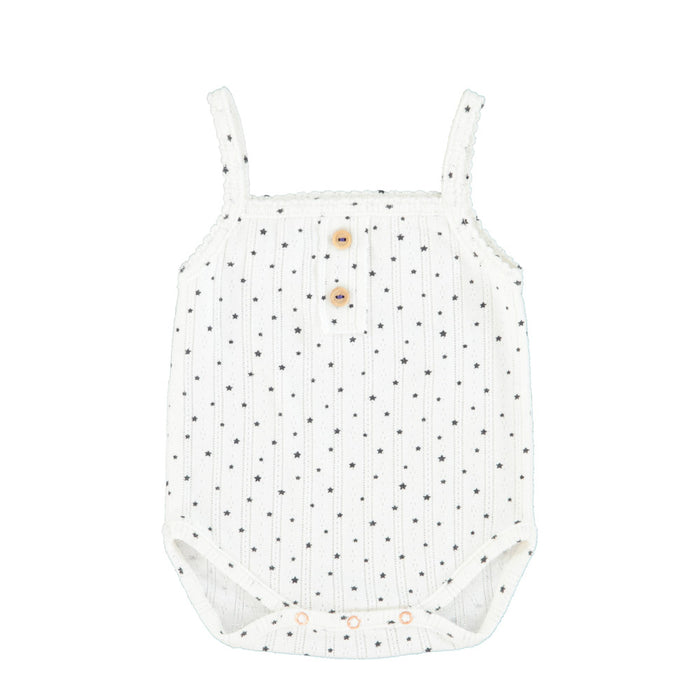 Newborn sleeveless body | ecru w/ little stars