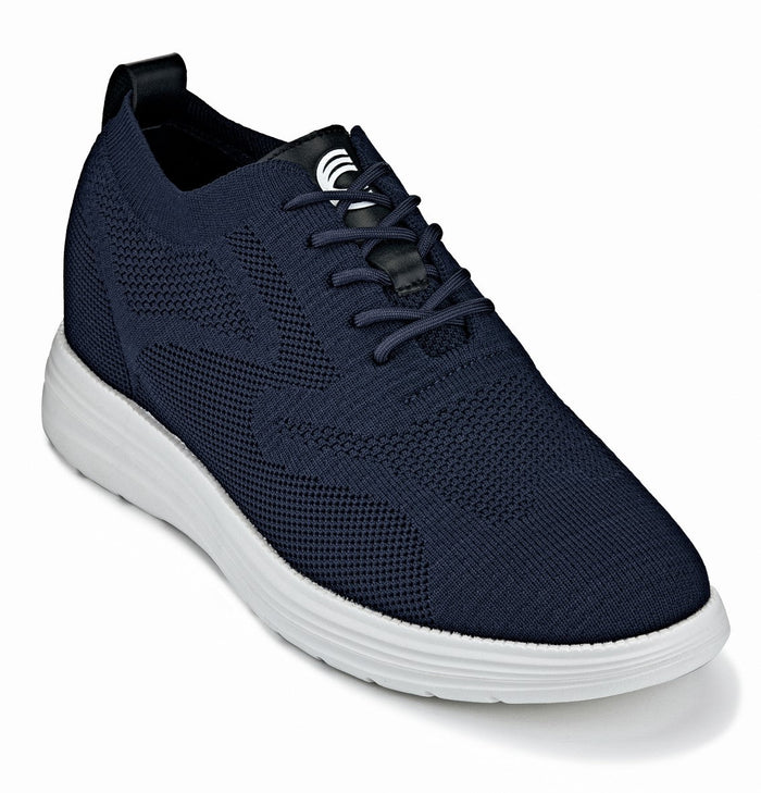 Night Blue Lace Up Casual Walker - 2.8 Inches Taller - SARTORO