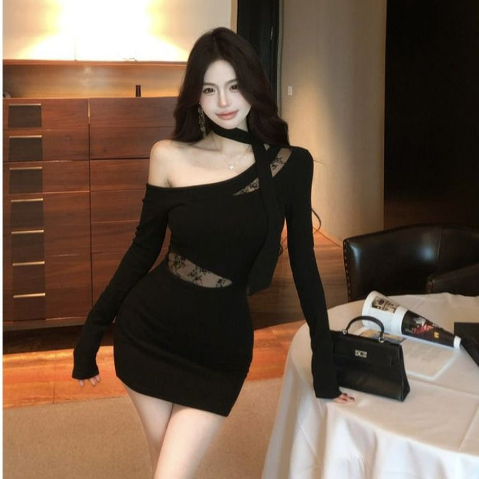 Off Shoulder Lace Scarf Dress - Fashionnsio