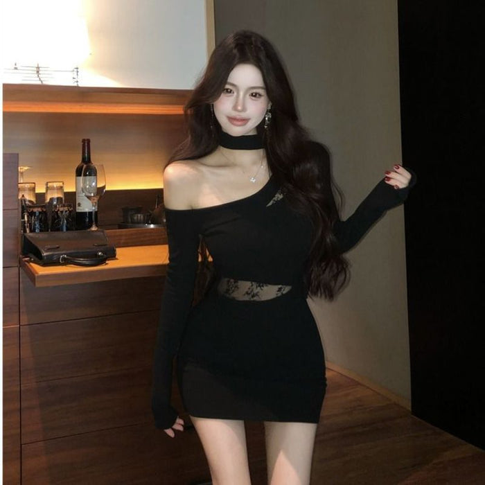 Off Shoulder Lace Scarf Dress - Fashionnsio
