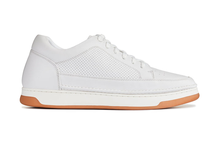 Off-White & Gum Sole Elevated Micro-Perforated Leather Sneakers - 2.6 Inches Taller - SARTORO