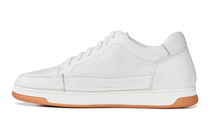 Off-White & Gum Sole Elevated Micro-Perforated Leather Sneakers - 2.6 Inches Taller - SARTORO