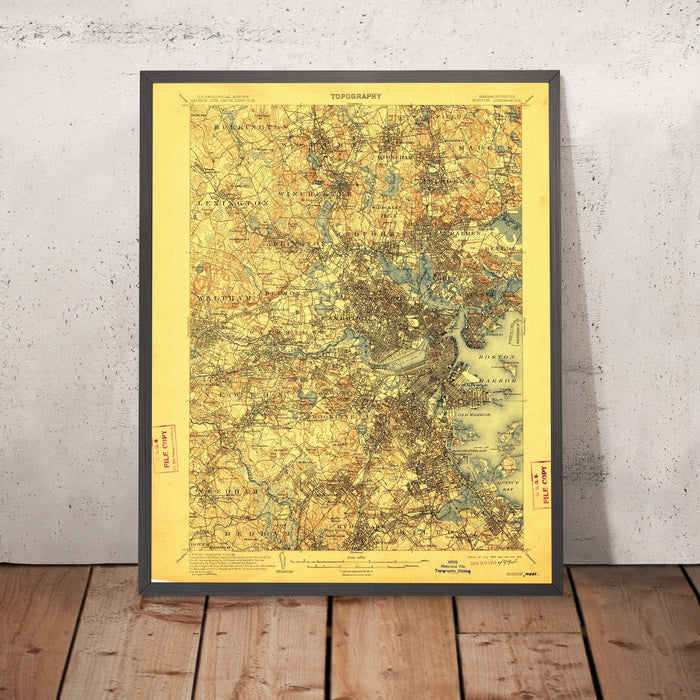 Old Map of Boston, Massachusetts, 1903 by USGS – Back Bay, Beacon Hill & Lexington