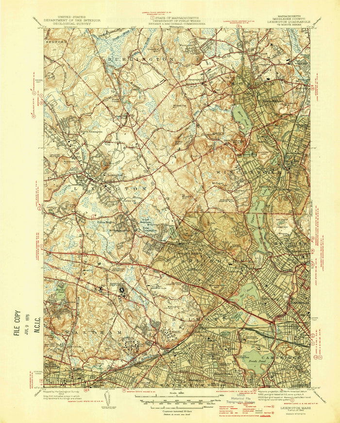 Old Map of Lexington, Massachusetts by USGS, 1946 – Concord, Bedford & Minuteman National Historical Park