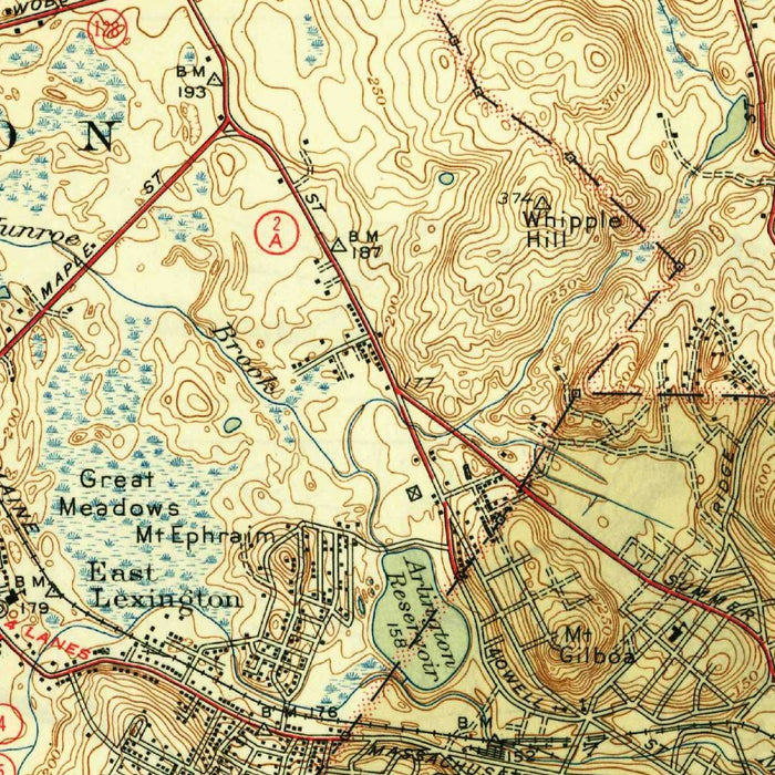 Old Map of Lexington, Massachusetts by USGS, 1946 – Concord, Bedford & Minuteman National Historical Park