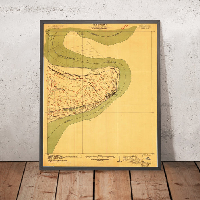 Old Map of Natchez, Mississippi by USGS, 1909 – Mississippi River & Vidalia, Louisiana
