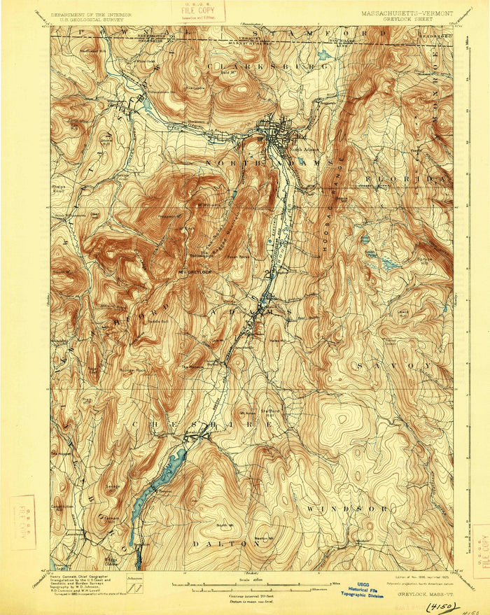 Old Map of Williamstown, Massachusetts by USGS, 1898 – North Adams, Mount Greylock & Hoosac River