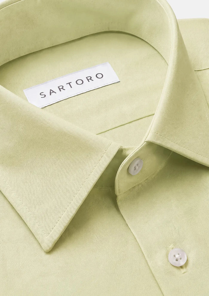 Olive Cream Linen Shirt - SARTORO