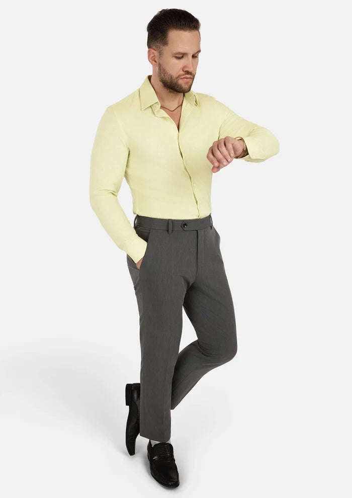 Olive Cream Linen Shirt - SARTORO