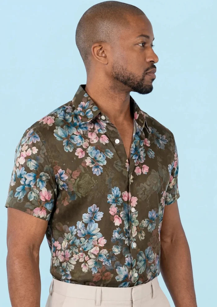 Olive Grove Silk Shirt - SARTORO