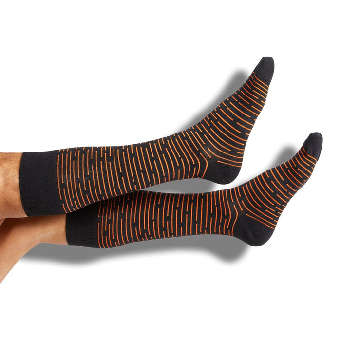 Orange and Black Broken Stripe Dress Socks - SARTORO