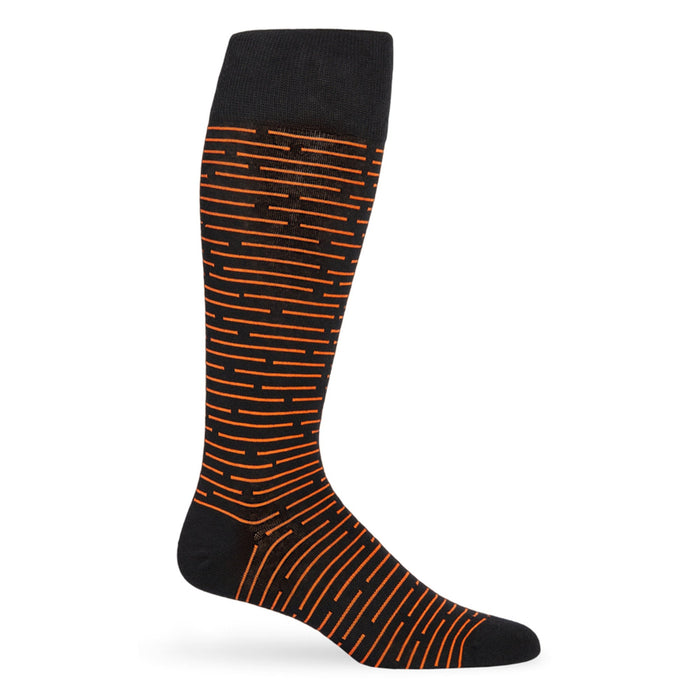 Orange and Black Broken Stripe Dress Socks - SARTORO
