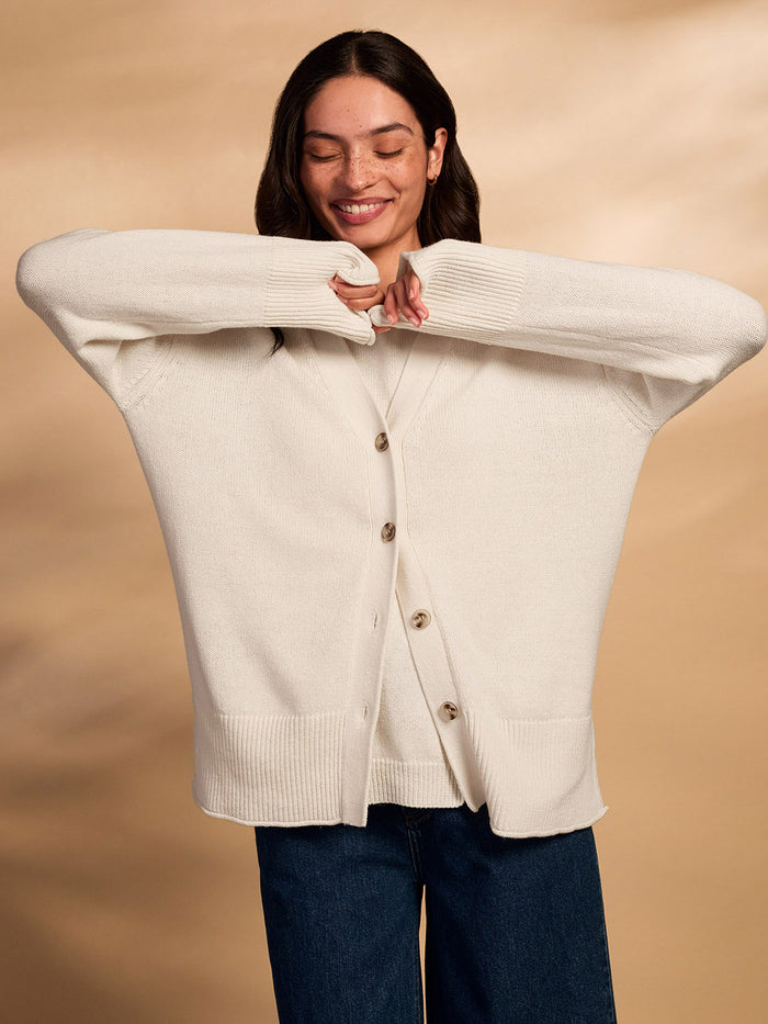 Organic Cotton Blend Drop Shoulder Slouch Cardigan