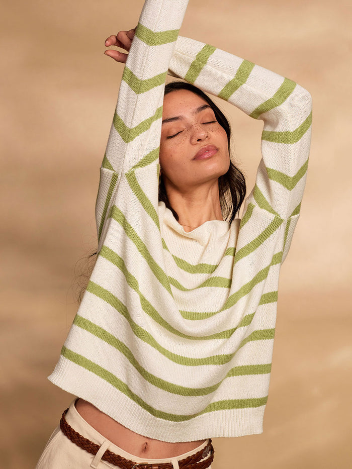 Organic Cotton Blend Gauzy Boat Neck Jumper