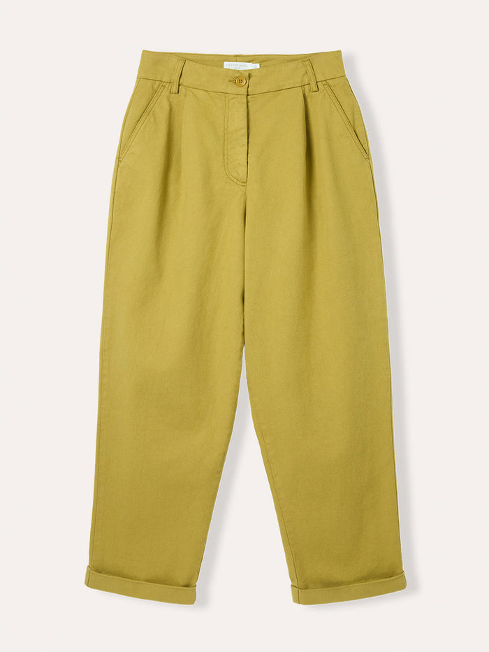 Organic Cotton Blend Tapered Pleat Front Trousers