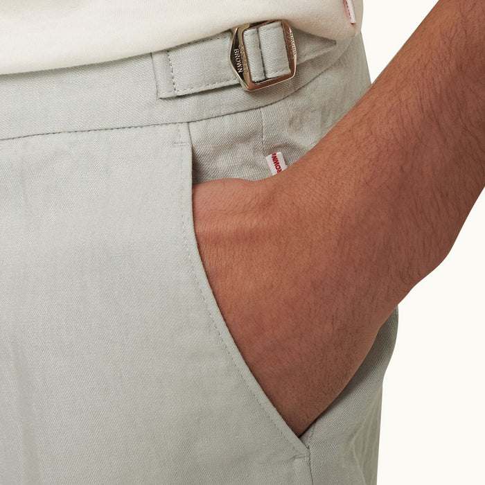 Orlebar Brown - Norwich Linen Tailored Shorts in White Jade - Nigel Clare
