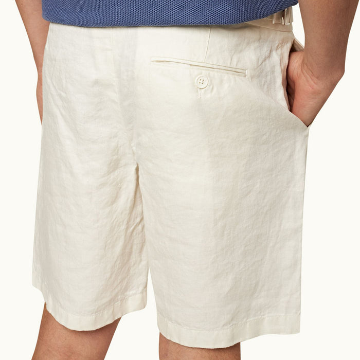 Orlebar Brown - Norwich Linen Tailored Shorts in White - Nigel Clare