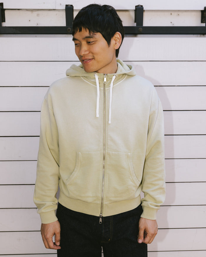 Padded Elbow Zip-Up Hoodie - Sand