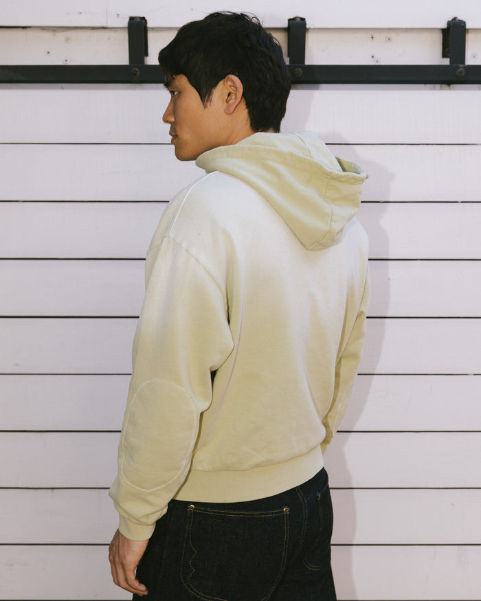 Padded Elbow Zip-Up Hoodie - Sand