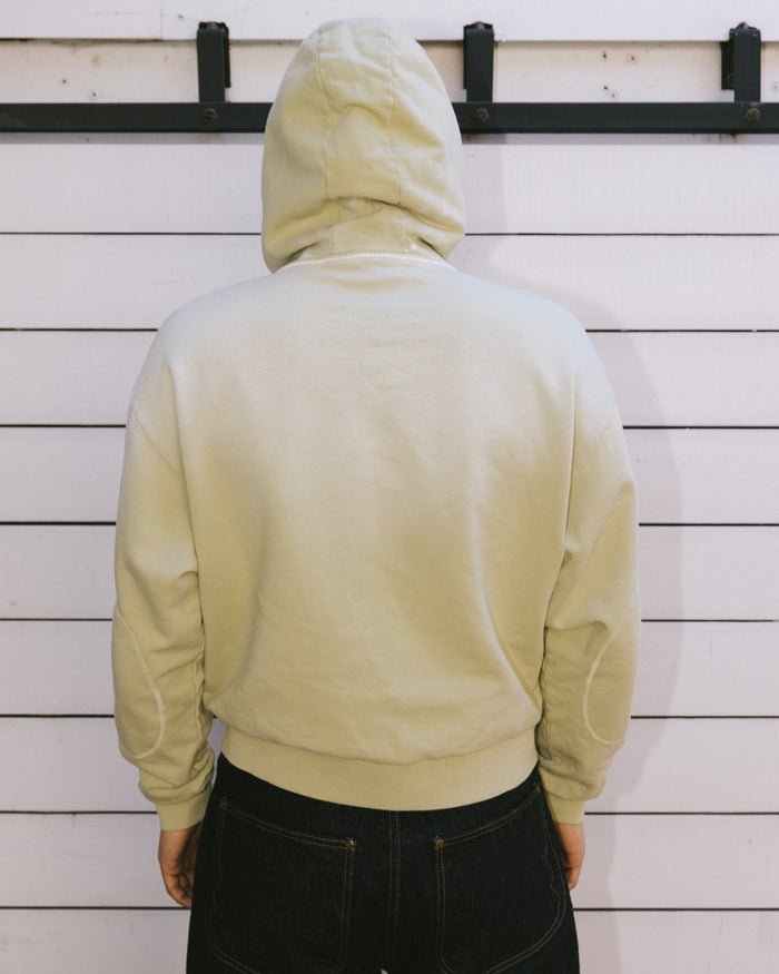 Padded Elbow Zip-Up Hoodie - Sand