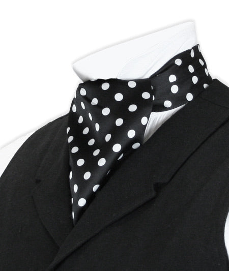 Satin Ascot - Spotted Black and White